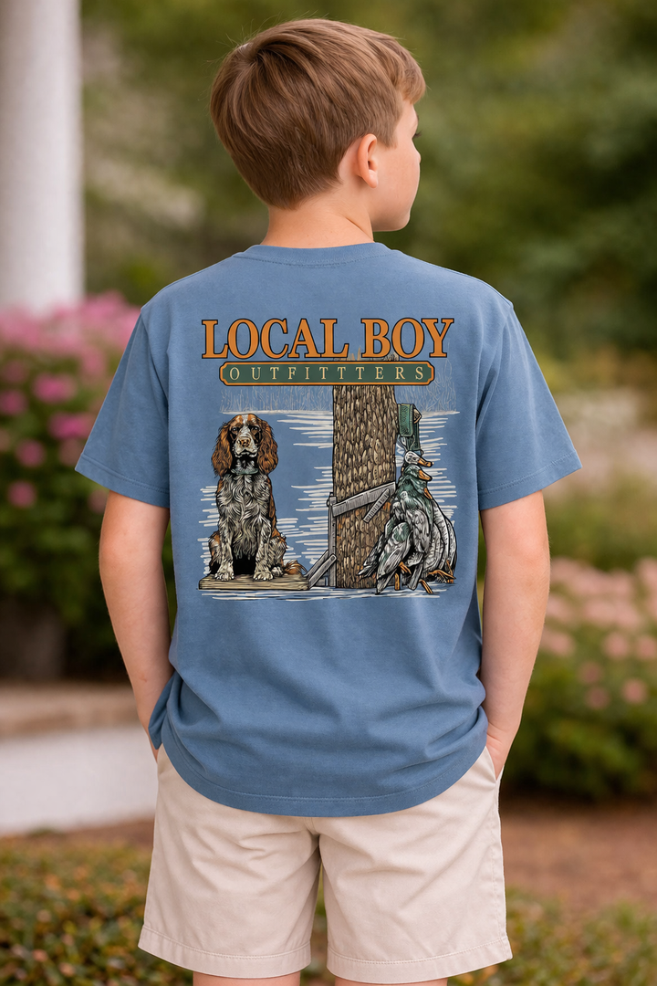 Local Boy Outfitters Slate Youth Spaniel Short Sleeve Tee