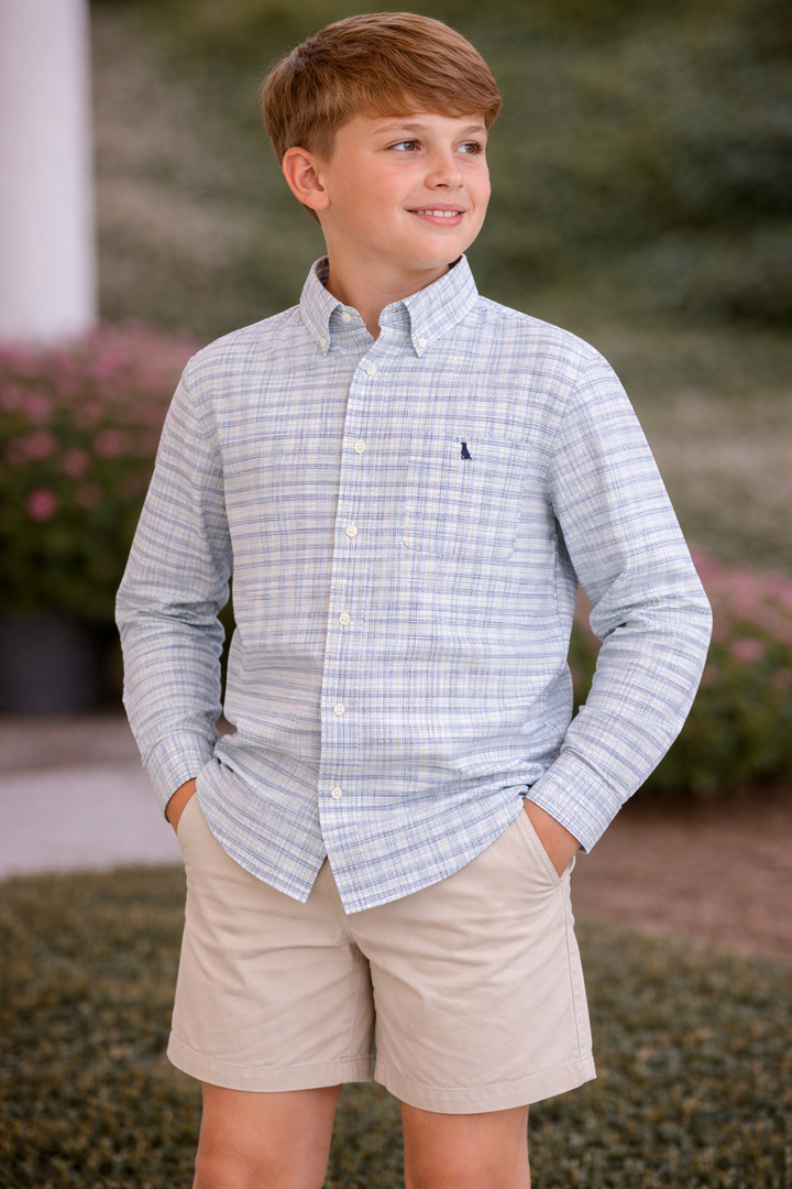 Local Boy Outfitters Violet/Lavender/Teal Youth McNally Dress Shirt