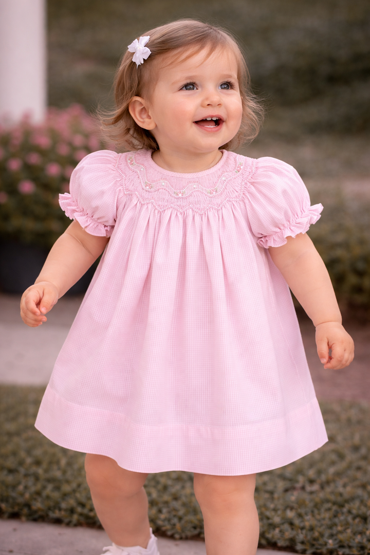 Bishop Zig-Zag Smocked Dress