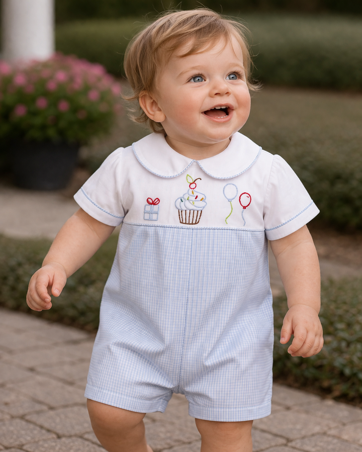 Boys Birthday Embroidered Romper