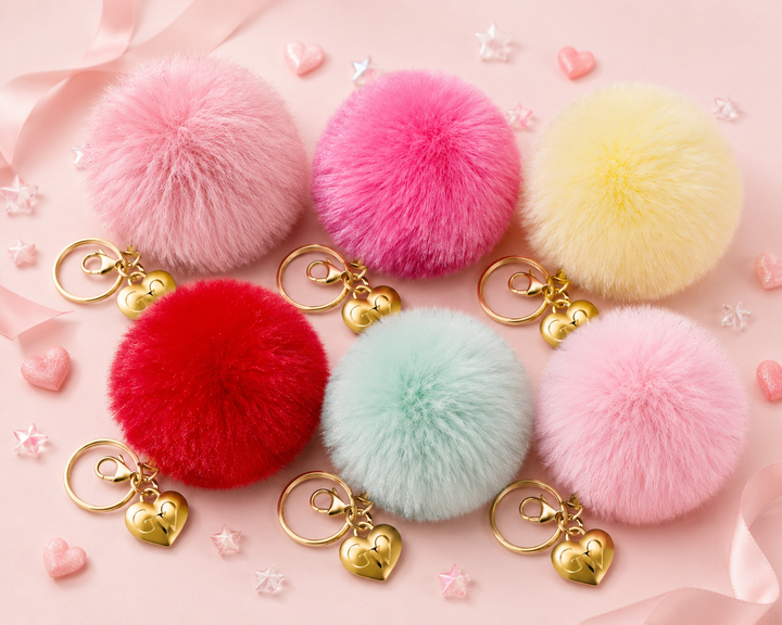Glimmer Whip Heart of Gold Charm and Poof Keychain
