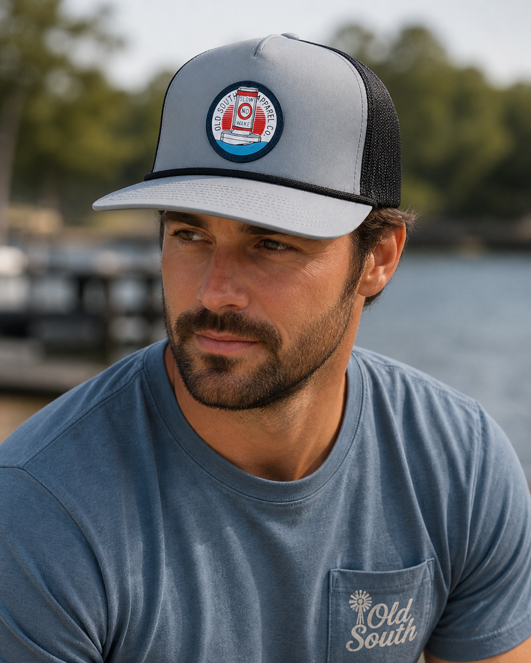 Old South No Wake Patch Graphite/Black Graphite- Trucker Hat