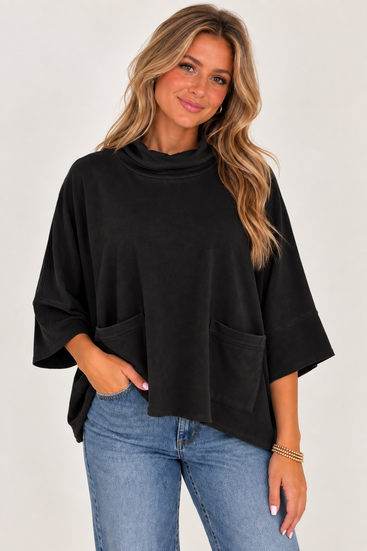 Suede Cowl Neck Top