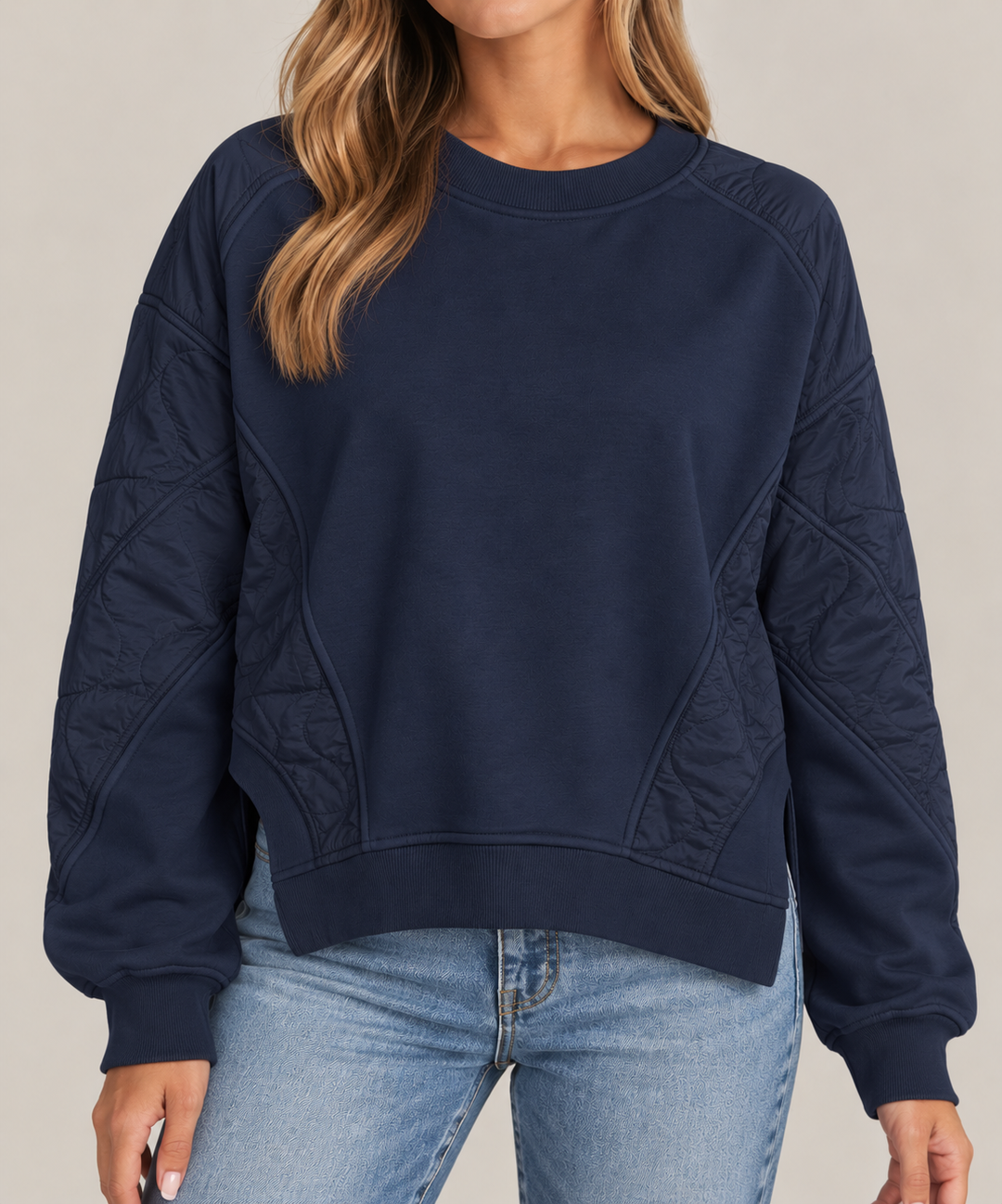Quilted Side-Detail Pullover