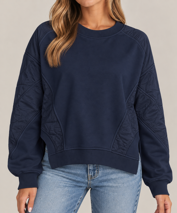 Quilted Side-Detail Pullover