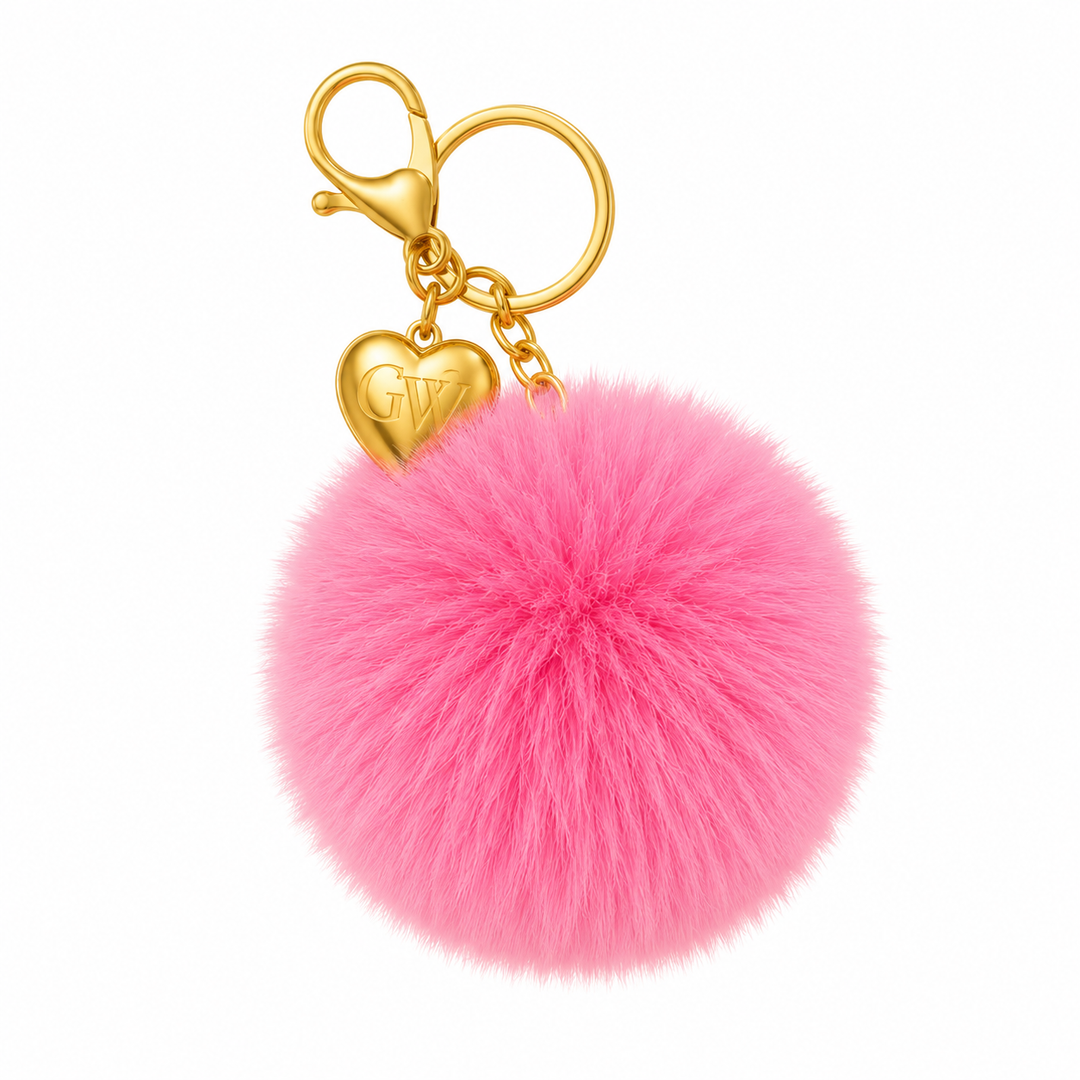 Glimmer Whip Heart of Gold Charm and Poof Keychain