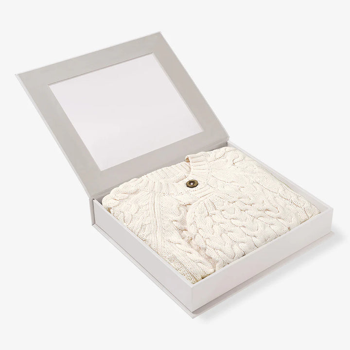 Elegant Baby Rainy Day Horseshoe Cable Knit Cardigan and Hat Baby Boxed Gift Set