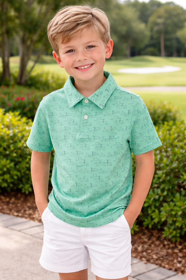 Southern Tide Youth Jade Green Caddy Polo
