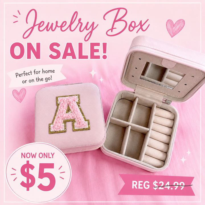 Pale Pink & Gold Initial Jewelry Box