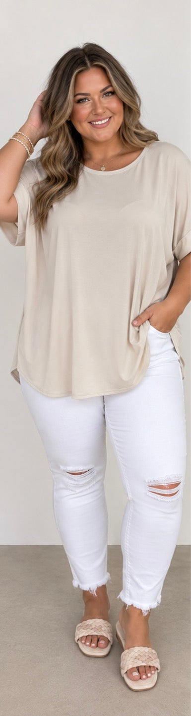 Plus Size Flowy Round Neck Top