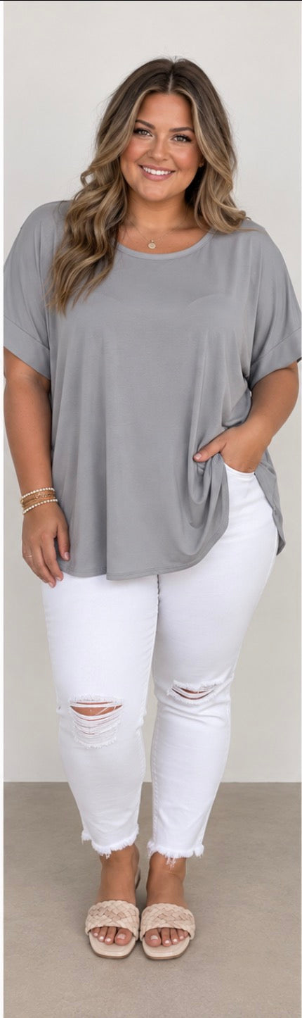 Plus Size Flowy Round Neck Top