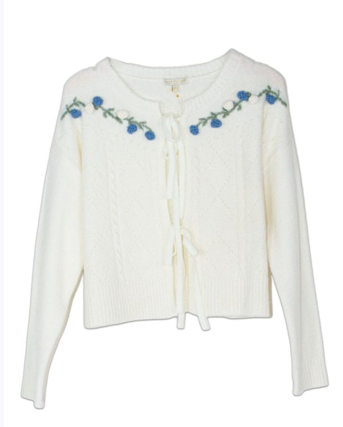 Simply Southern Flower Cardigan with Front Ties