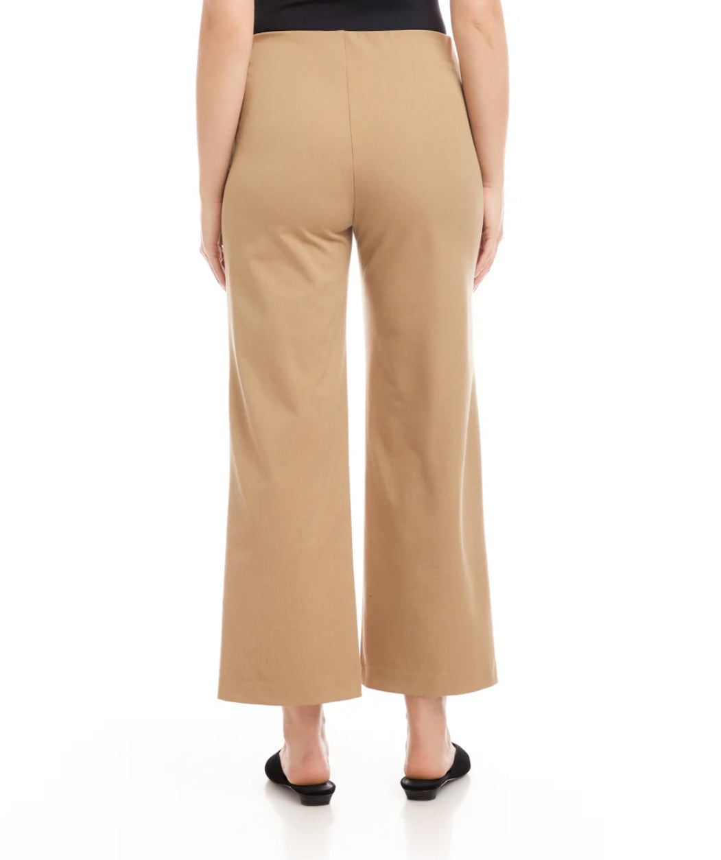 Karen Kane Cropped Pintuck Wide-Leg Pants- Camel