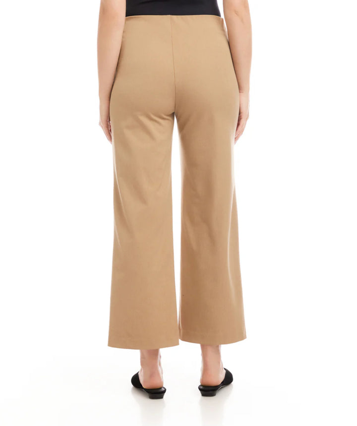 Karen Kane Cropped Pintuck Wide-Leg Pants- Camel