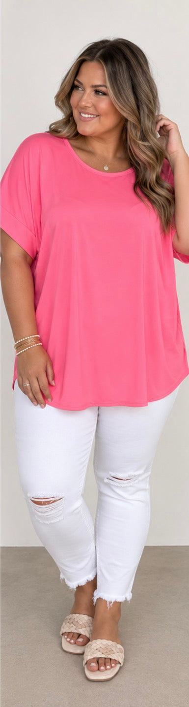 Plus Size Flowy Round Neck Top