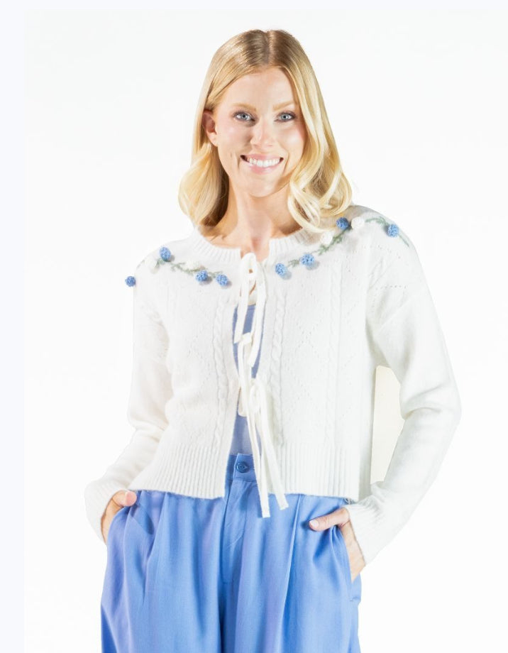 Simply Southern Flower Cardigan with Front Ties