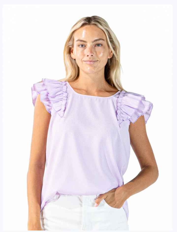 Simply Southern Lilac Ruffle Sleeve Coquette Top