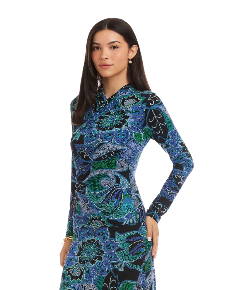 Karen Kane Hidden Gem Long Sleeve Drape Front Crossover Top