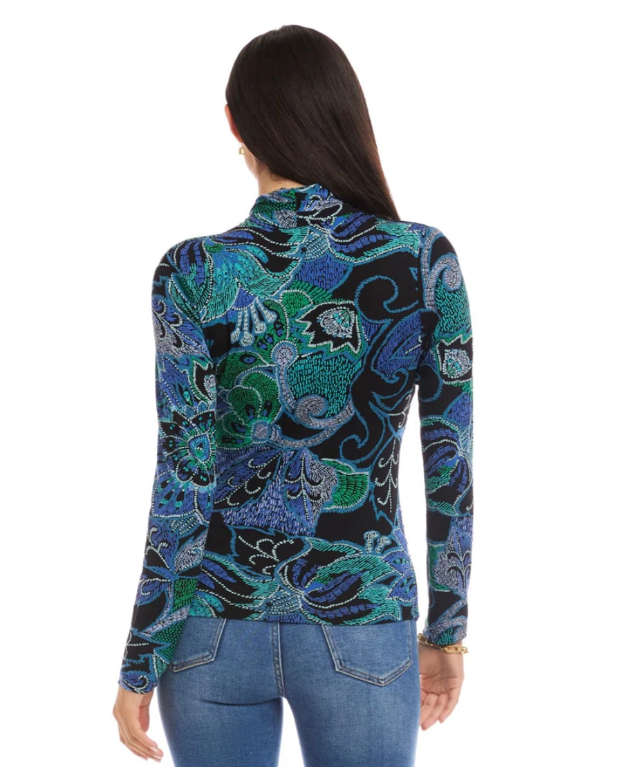 Karen Kane Hidden Gem Long Sleeve Drape Front Crossover Top