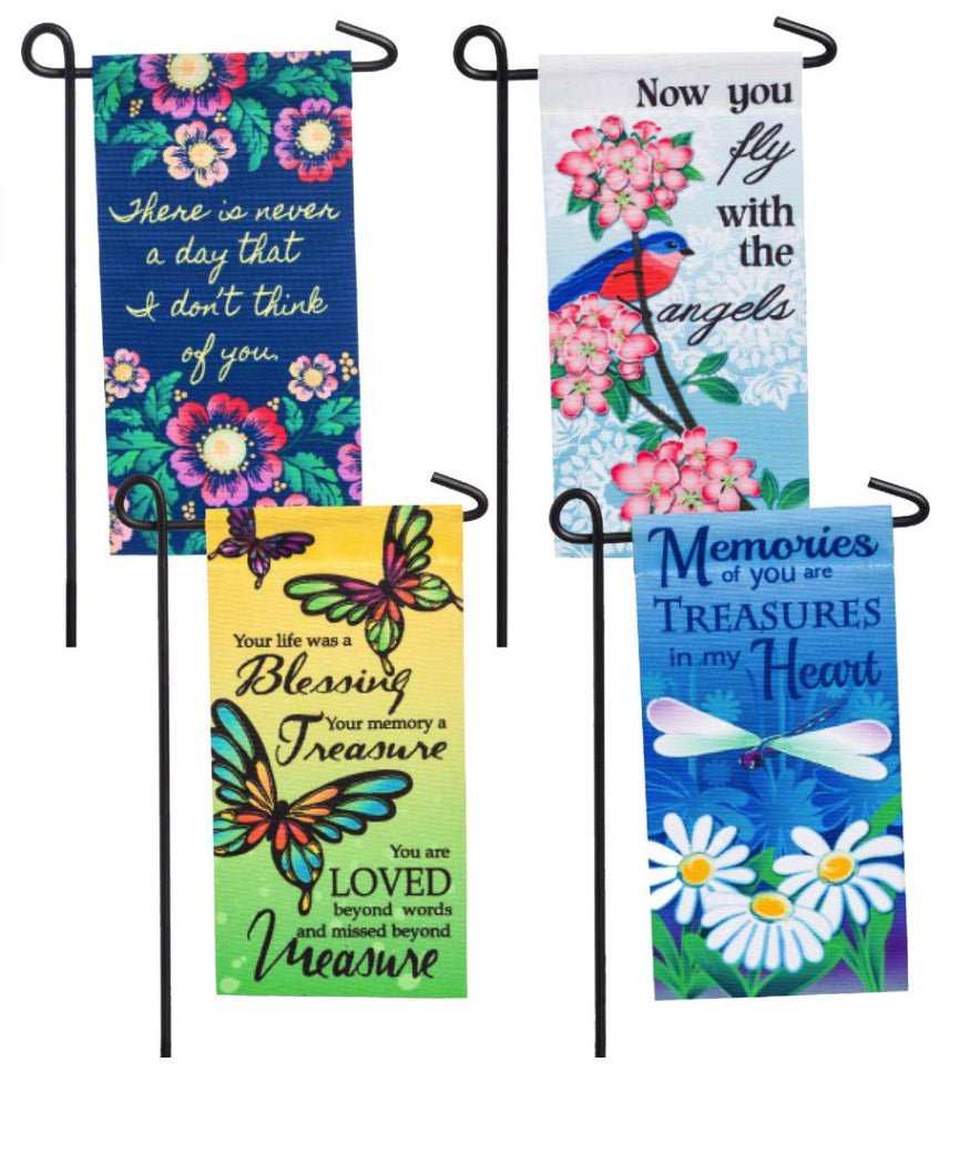 Evergreen Memorial Sentiment Mini Flags