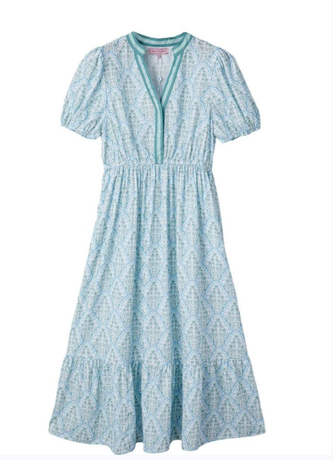 Simply Southern Prim Y-Neck Floral Design Maxi Dress