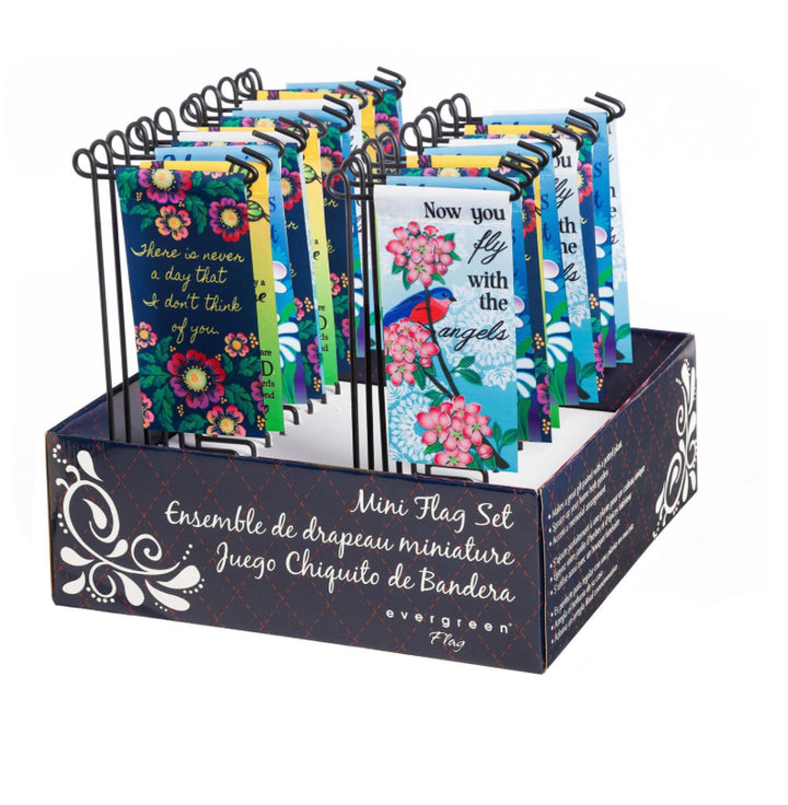 Evergreen Memorial Sentiment Mini Flags