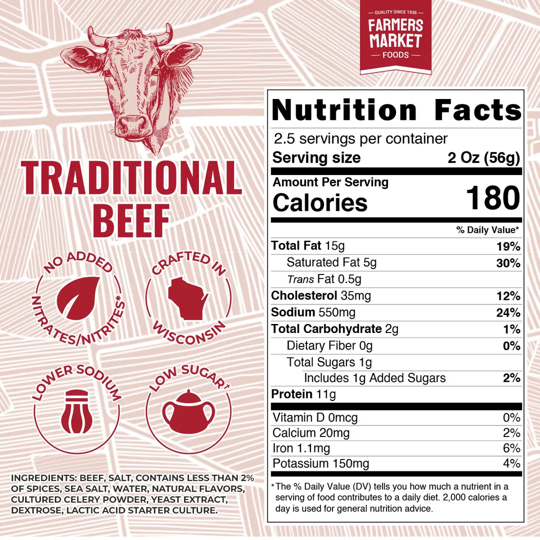 Farmers Market Foods No Nitrate/Nitrite Traditional Beef Summer Sausage 5oz