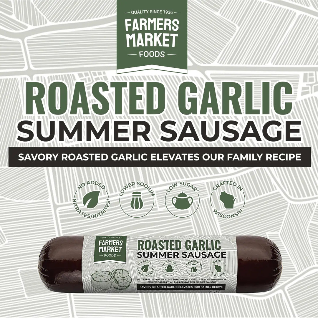 Farmers Market Foods No Nitrate/Nitrite Roasted Garlic Summer Sausage 5oz
