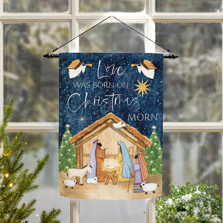 Evergreen Love Was Born Suede Garden Flag