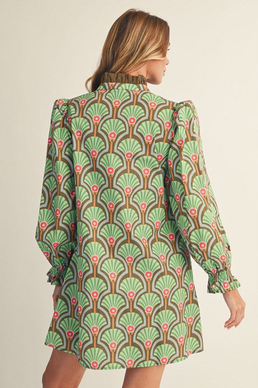 Jodifl Puff Shoulder Boho Floral A-Line Dress