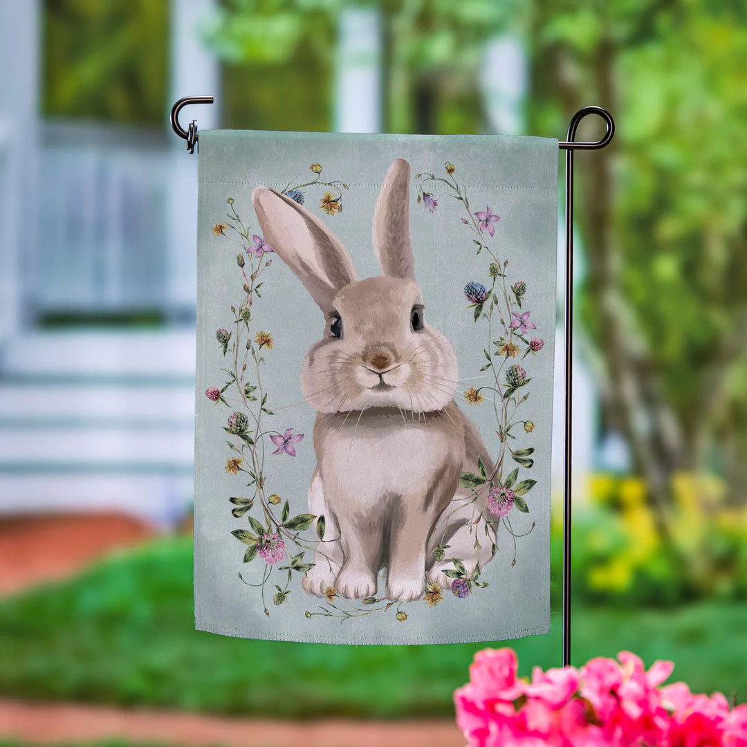 Evergreen Vintage Floral Hare Suede Garden Flag