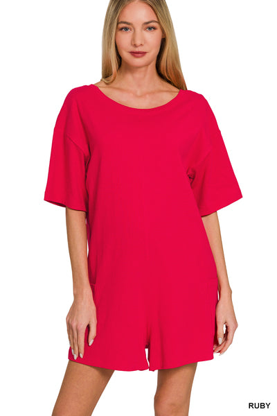 Zenana Ruby Reversible 2-Way Romper With Pockets