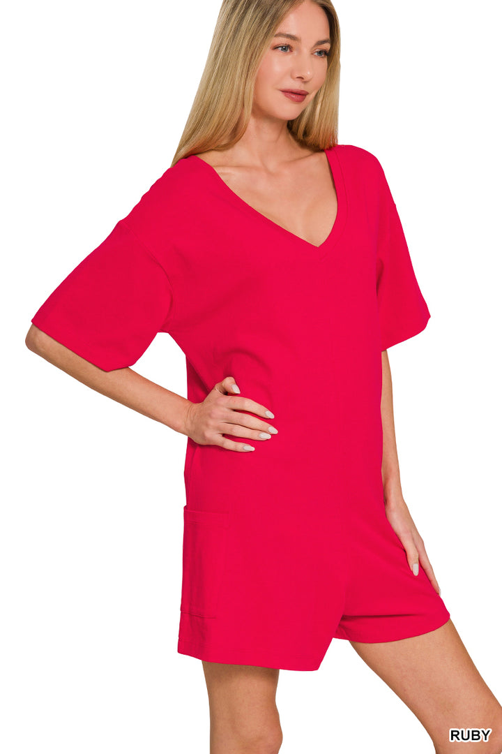 Zenana Ruby Reversible 2-Way Romper With Pockets