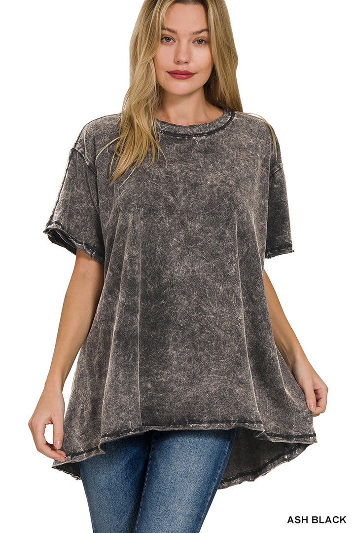 Zenana Ash Black Drop Shoulder Oversized Top
