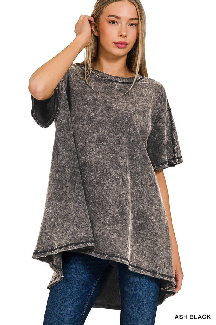 Zenana Ash Black Drop Shoulder Oversized Top