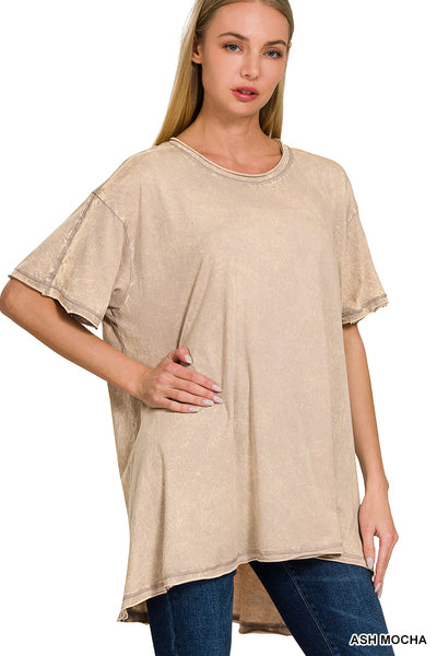 Zenana Ash Mocha Drop Shoulder Oversized Top