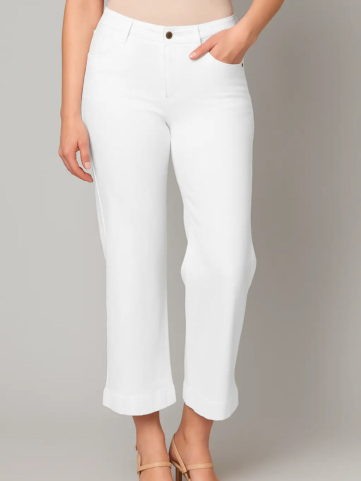 Pine Apparel Heart Of Pine White Cropped Wide Leg Jean