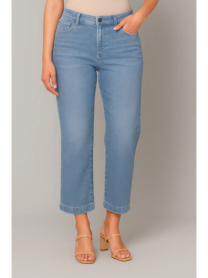 Pine Apparel Heart of Pine Lt Denim Cropped Wide Leg Jean