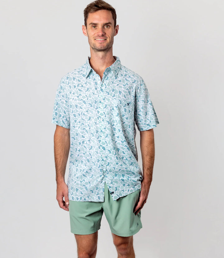 Beach and Barn Slate Camo Woodlands Sport Shirt