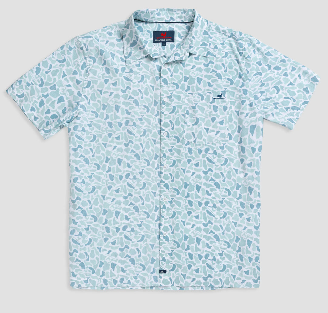 Beach and Barn Slate Camo Woodlands Sport Shirt