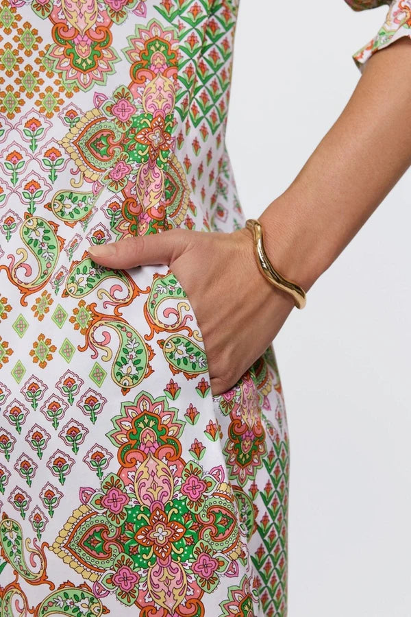 Foxcroft Alicia Patchwork Medallion 3/4 Sleeve Dress