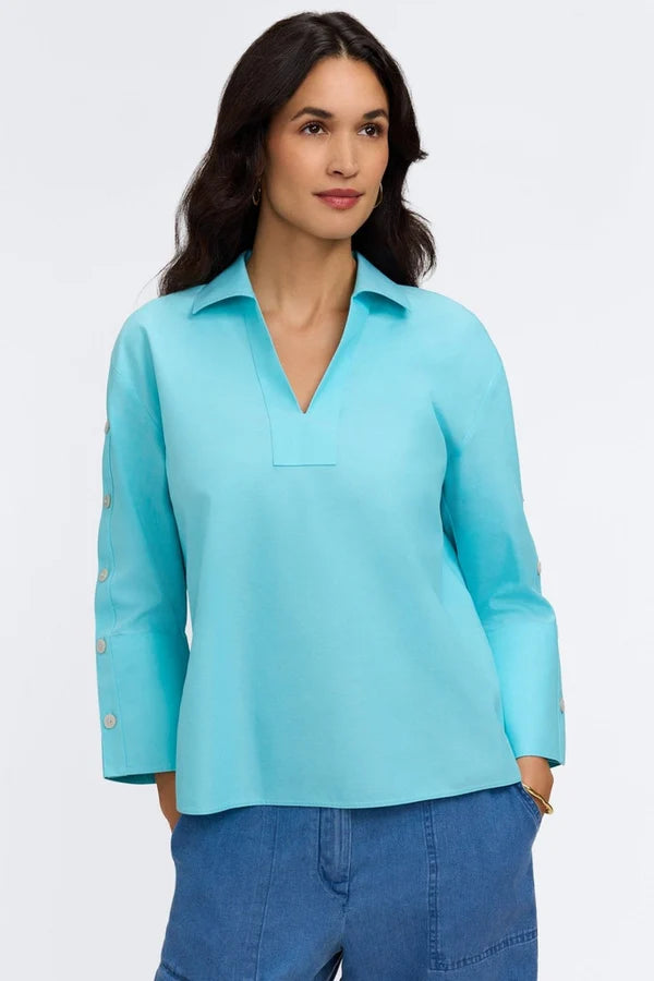 Foxcroft Lainey No Iron Pinpoint 3/4 Button Sleeve Shirt