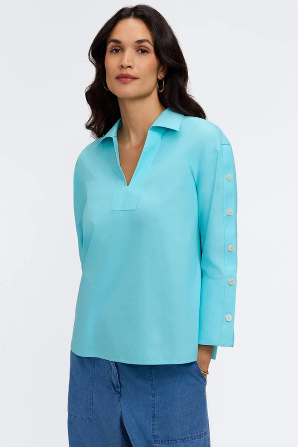 Foxcroft Lainey No Iron Pinpoint 3/4 Button Sleeve Shirt