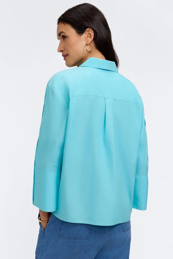 Foxcroft Lainey No Iron Pinpoint 3/4 Button Sleeve Shirt