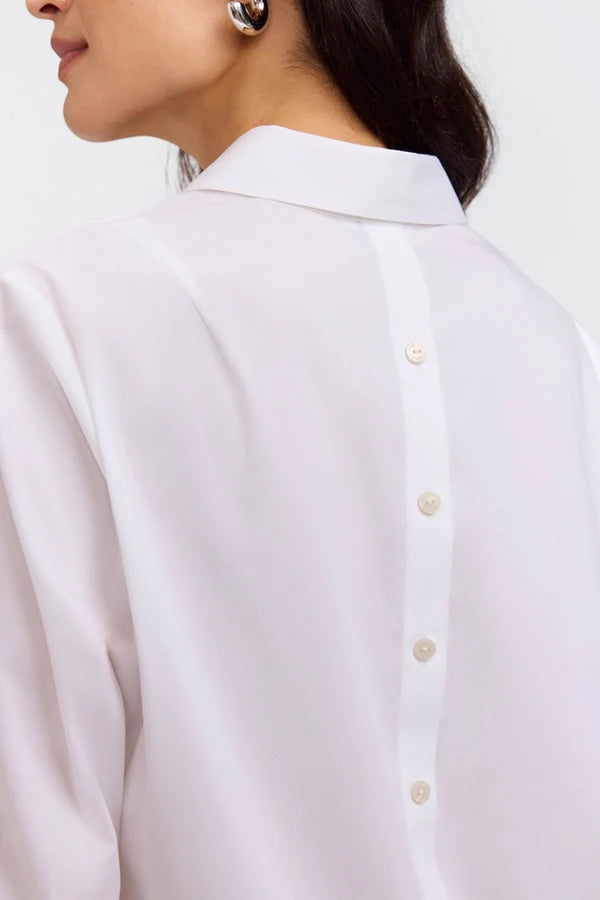 Foxcroft White Therese No Iron Stretch 3/4 Sleeve Popover Shirt