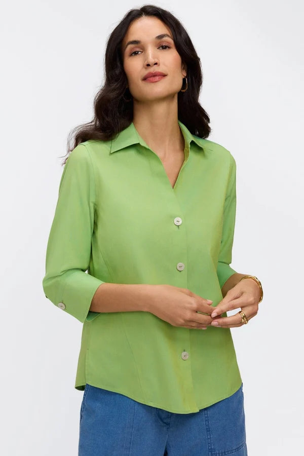 Foxcroft Mojito Paityn No Iron Pinpoint 3/4 Sleeve Shirt