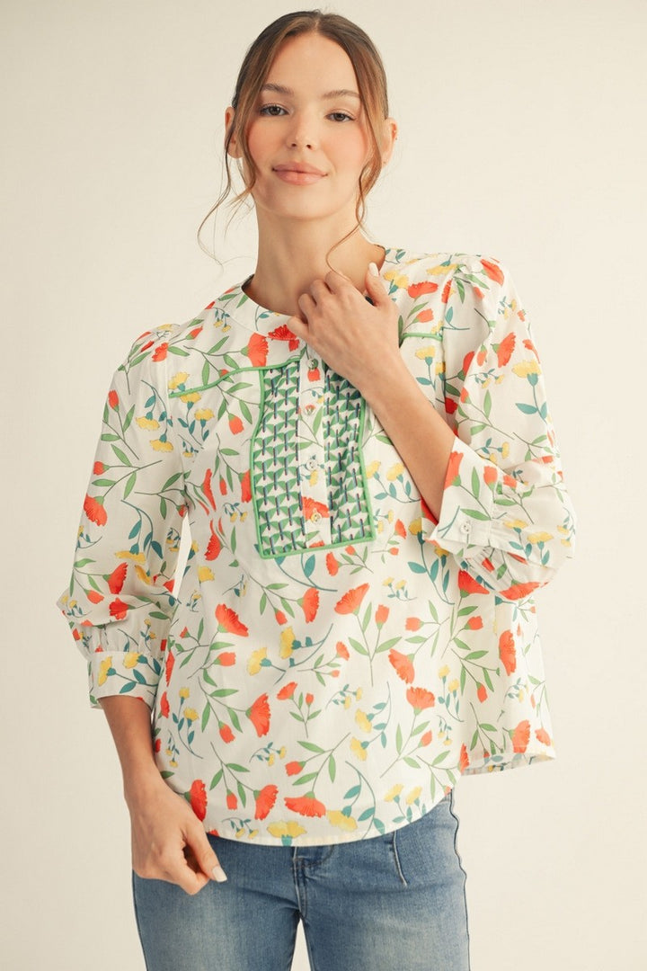 Jodifl Front Button Up Floral Top