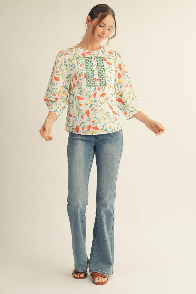 Jodifl Front Button Up Floral Top