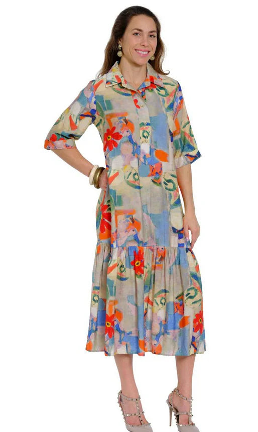 Lior Vega #36 Multi Watercolor Bouquet Long Dress