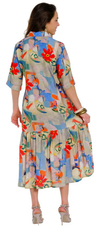 Lior Vega #36 Multi Watercolor Bouquet Long Dress